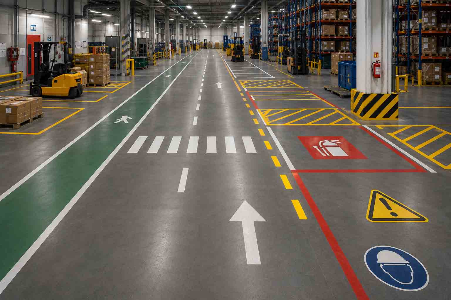 organisation marquage au sol entrepot indutriel